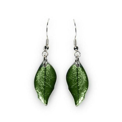 Moss Skeletal Leaf Fish Hook Earrings | The Jewellery Stop