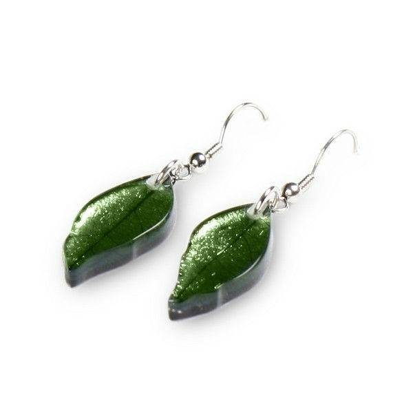 Moss Skeletal Leaf Fish Hook Earrings | The Jewellery Stop