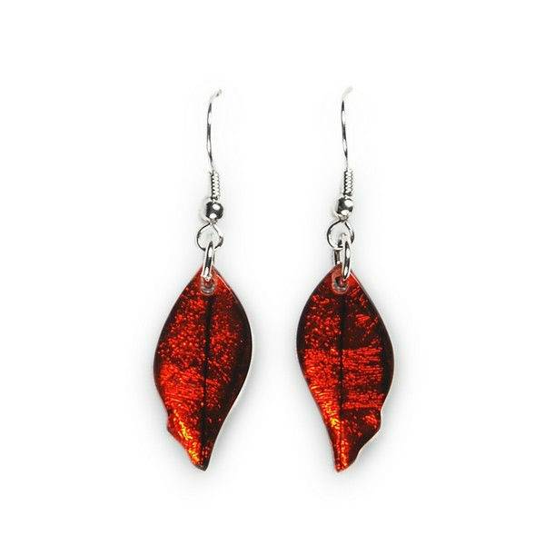 Orange Skeletal Leaf Fish Hook Earrings | The Jewellery Stop