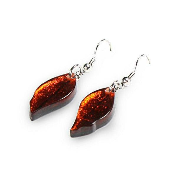 Orange Skeletal Leaf Fish Hook Earrings | The Jewellery Stop