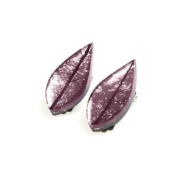 Pink Skeletal Leaf Clip Earrings | The Jewellery Stop