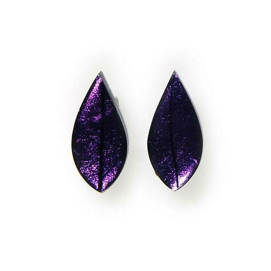 Purple Skeletal Leaf Clip Earrings | The Jewellery Stop