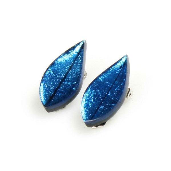 Turquoise Skeletal Leaf Clip Earrings | The Jewellery Stop