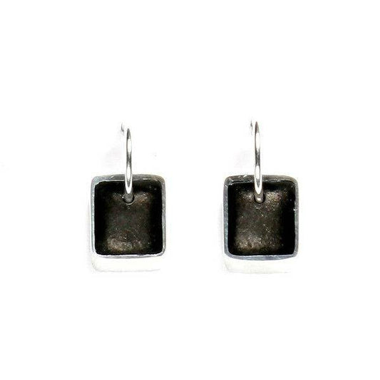 Black Pewter Slice Creole Earrings | The Jewellery Stop