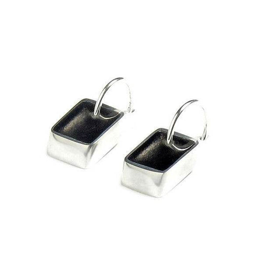 Black Pewter Slice Creole Earrings | The Jewellery Stop