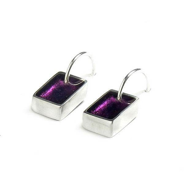Purple Pewter Slice Creole Earrings | The Jewellery Stop