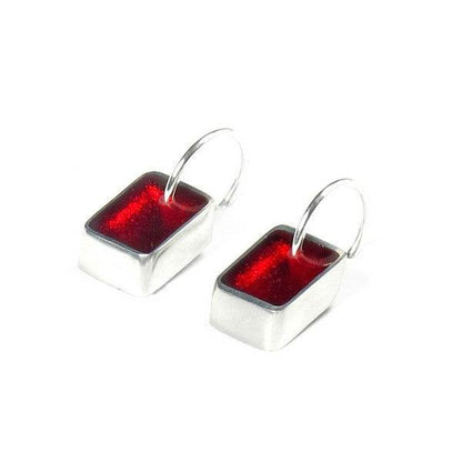 Red Pewter Slice Creole Earrings | The Jewellery Stop