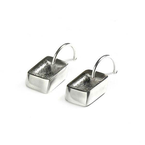 Silver Pewter Slice Creole Earrings | The Jewellery Stop