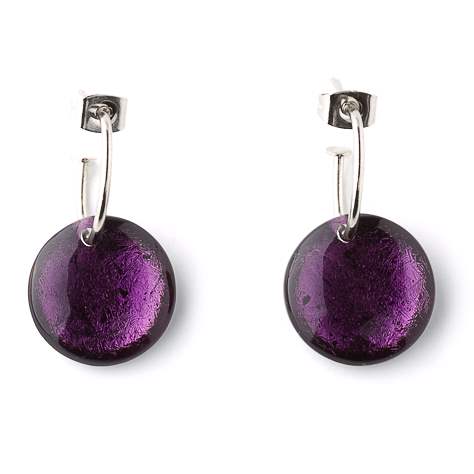 Purple Classic Round Creole Earrings | The Jewellery Stop