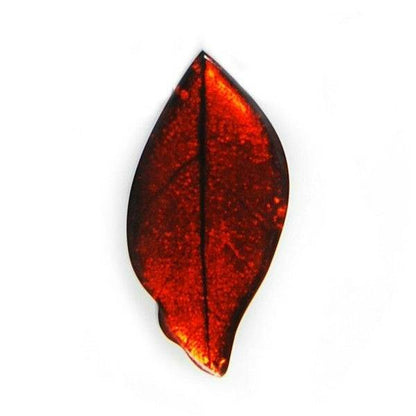Orange Skeletal Leaf Brooch