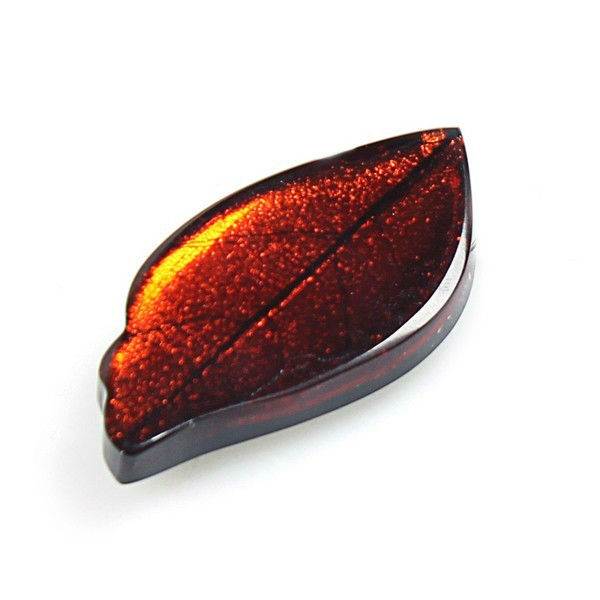 Orange Skeletal Leaf Brooch | The Jewellery Stop