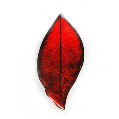 Red Skeletal Leaf Brooch