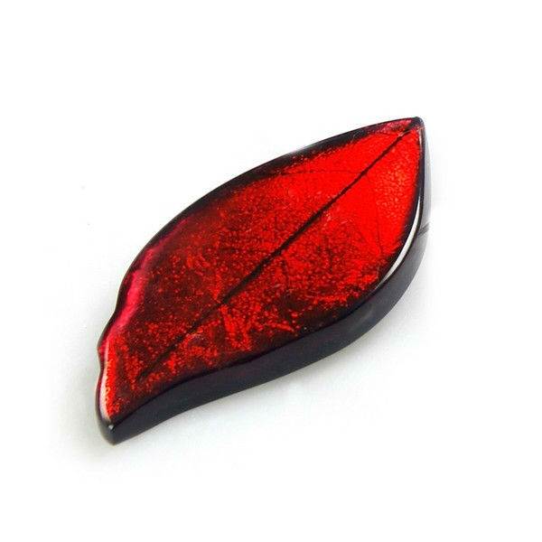 Red Skeletal Leaf Brooch | The Jewellery Stop