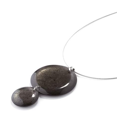 Black Classic Round Double Drop Pendant | The Jewellery Stop