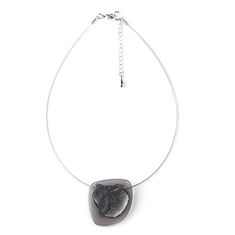Black Pewter Petal Inlay Pendant | The Jewellery Stop