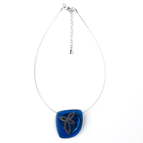 Blue Pewter Petal Inlay Pendant | The Jewellery Stop
