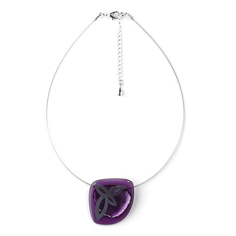 Purple Pewter Petal Inlay Pendant | The Jewellery Stop