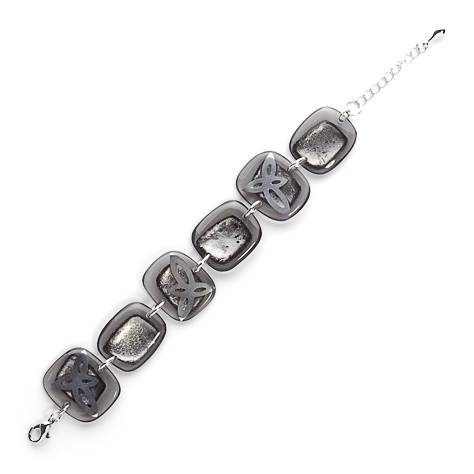 Black Pewter Petal Inlay Bracelet | The Jewellery Stop