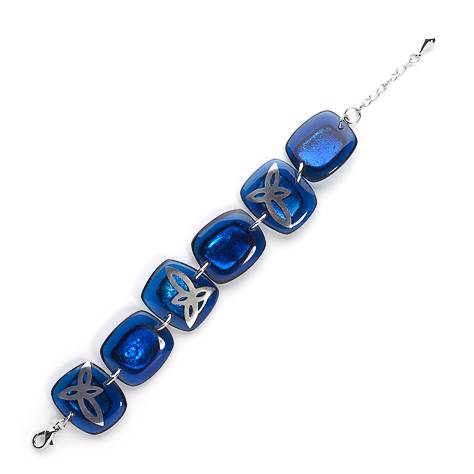 Blue Pewter Petal Inlay Bracelet | The Jewellery Stop