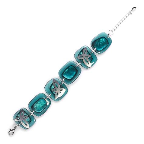 Mint Pewter Petal Inlay Bracelet | The Jewellery Stop