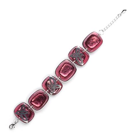 Pink Pewter Petal Inlay Bracelet | The Jewellery Stop