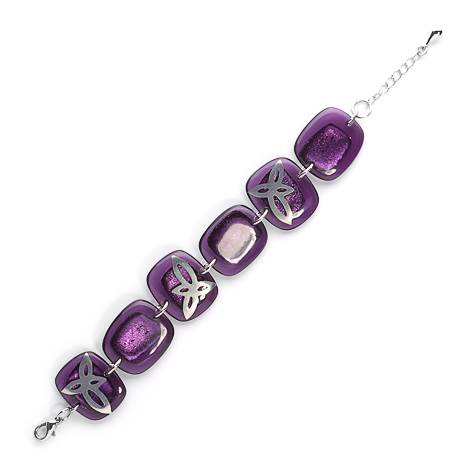Purple Pewter Petal Inlay Bracelet | The Jewellery Stop
