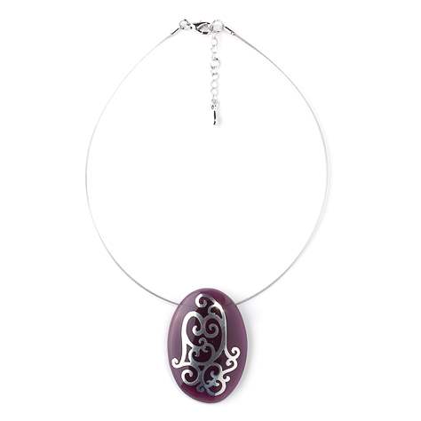 Plum Filigree Oval Pendant | The Jewellery Stop