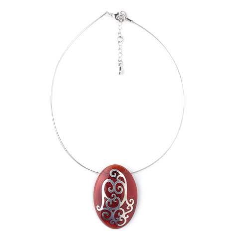 Red Filigree Oval Pendant | The Jewellery Stop