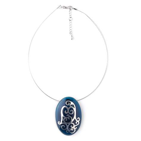Teal Filigree Oval Pendant | The Jewellery Stop