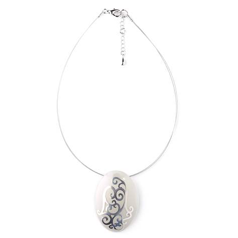 White Filigree Oval Pendant | The Jewellery Stop