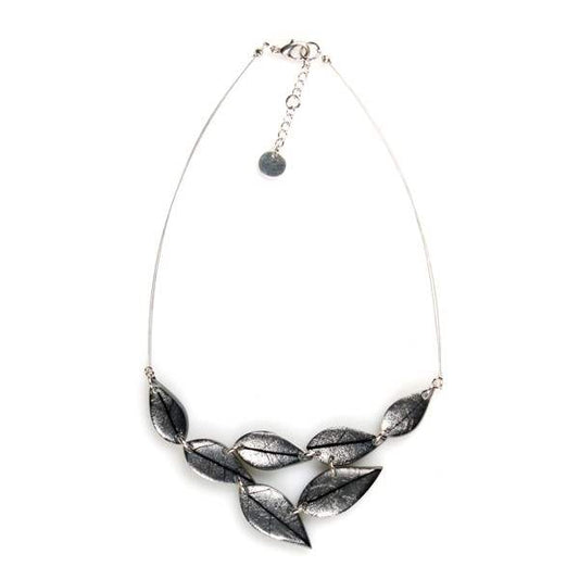 Grey Skeletal Leaf Necklace | The Jewellery Stop