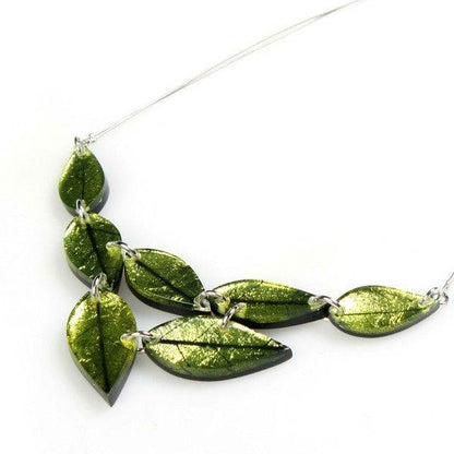 Lime Skeletal Leaf Necklace