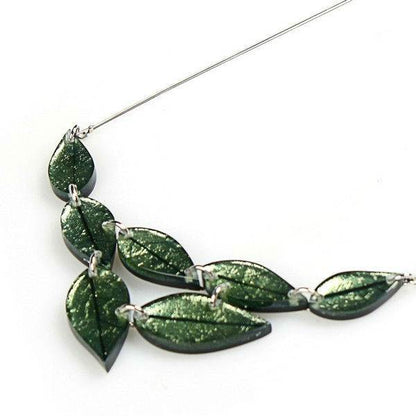 Moss Skeletal Leaf Necklace