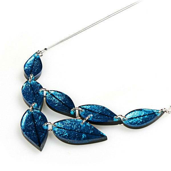 Turquoise Skeletal Leaf Necklace