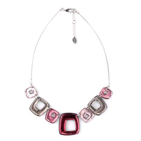 Pink Hollow Squares Classic Necklace