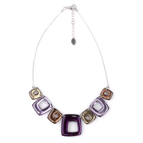 Purple Hollow Squares Classic Necklace