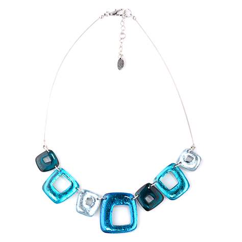 Turquoise Hollow Squares Classic Necklace