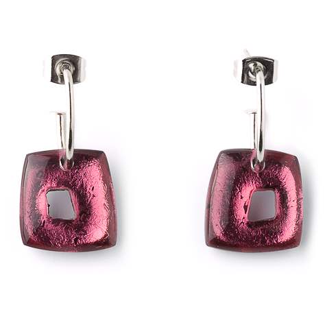 Pink Hollow Squares Classic Creole Earrings | The Jewellery Stop