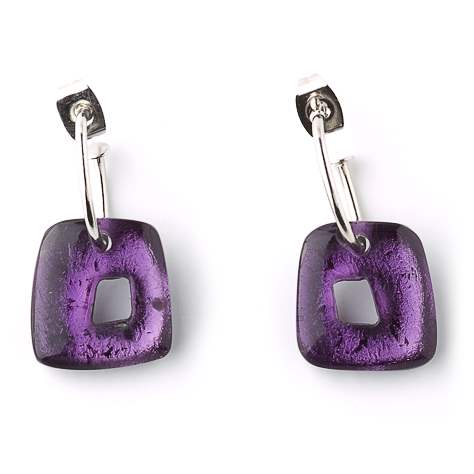 Purple Hollow Squares Classic Creole Earrings | The Jewellery Stop