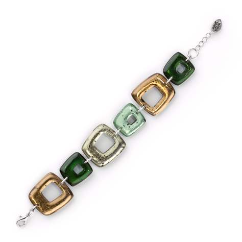 Green Hollow Squares Classic Bracelet | The Jewellery Stop