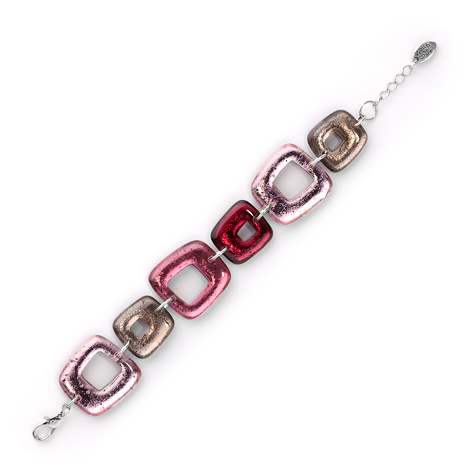 Pink Hollow Squares Classic Bracelet | The Jewellery Stop