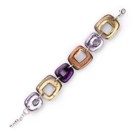 Purple Hollow Squares Classic Bracelet | The Jewellery Stop