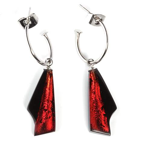 Red Deco Creole Earrings | The Jewellery Stop