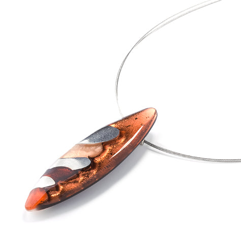 Amber Pointed Pebble Pendant