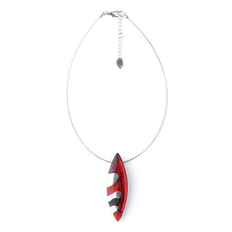 Red Pointed Pebble Pendant