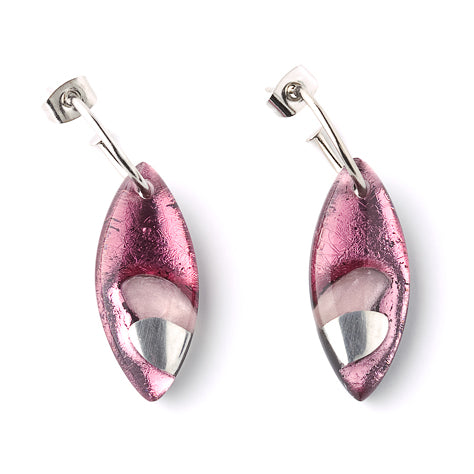 Pink Pointed Pebble Creole Earrings