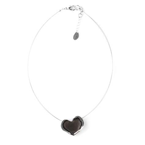 Black Rough Heart Pendant on Wire | The Jewellery Stop