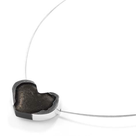 Black Rough Heart Pendant on Wire | The Jewellery Stop