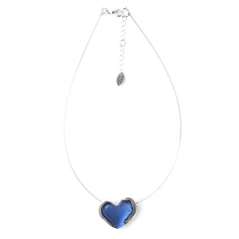 Blue Rough Heart Pendant on Wire