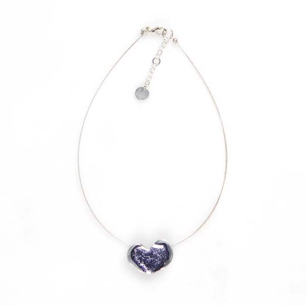 Lilac Rough Heart Pendant on Wire